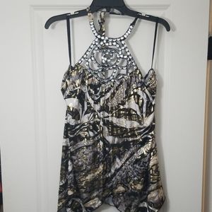 Gold/black/white dress halter top
